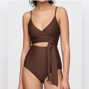 NWT Gap Tie Knot One Piece Chocolate brown Swimsuit Sz XL